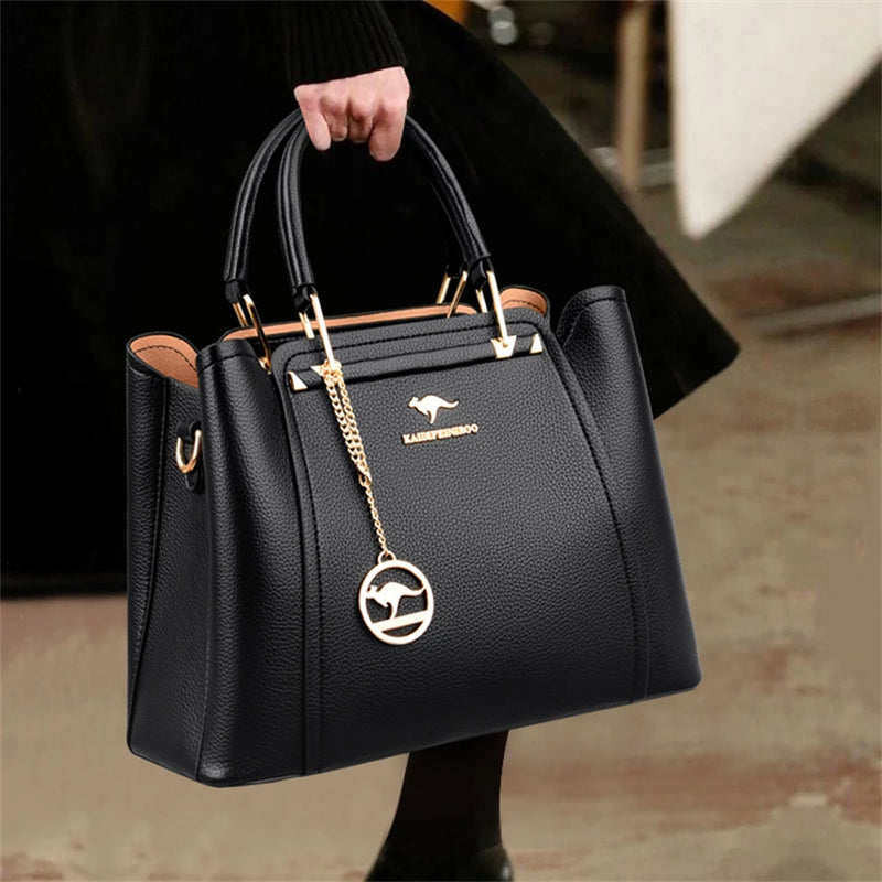 Bolsas de luxo feito de couro macio, Bolsas femininas Designer 3 camadas.