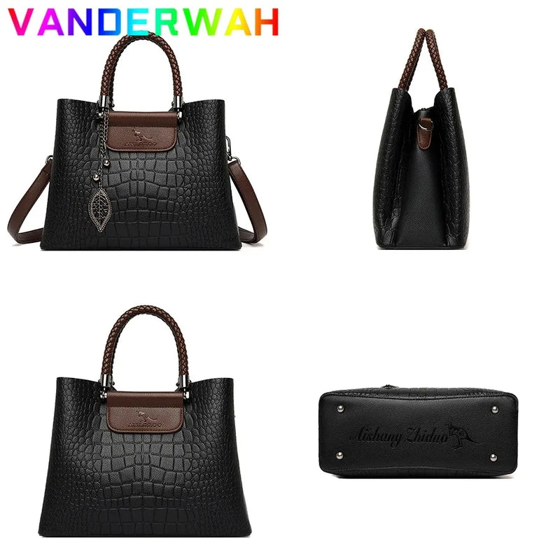 Bolsas de luxo feito de couro macio, Bolsas femininas Designer 3 camadas.