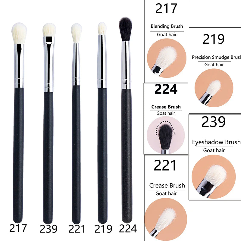 Pincéis de maquiagem para sombras, sombras planas, vincos, pincéis de mistura, sombras de pelo de cabra, pó líquido, creme, ferramenta de maquiagem