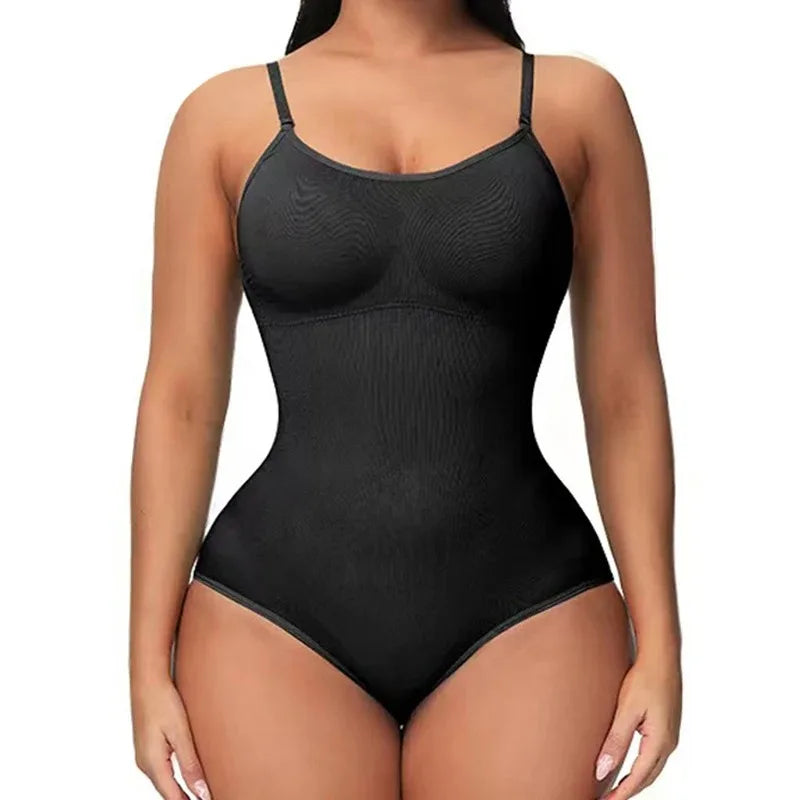 Bodysuit com alças finas e decote em V.