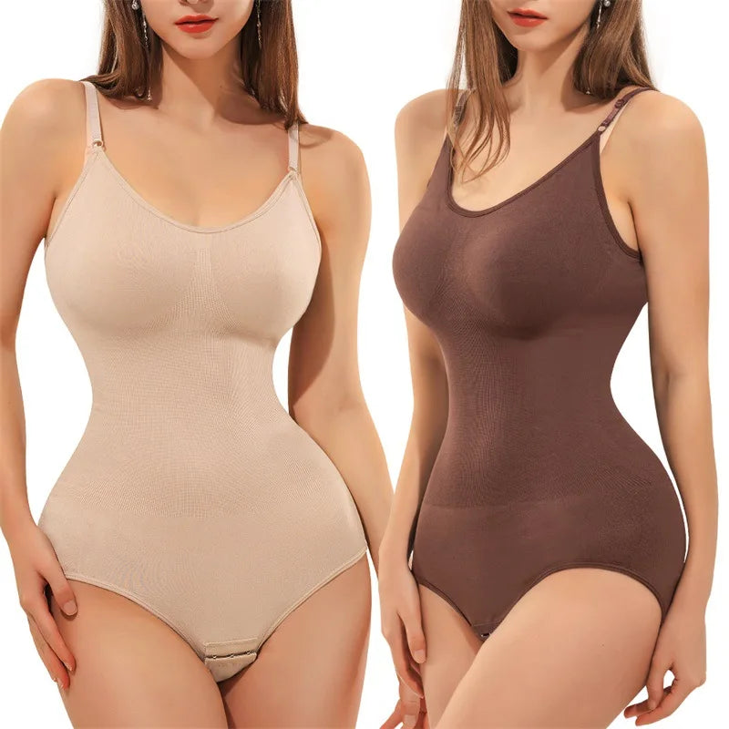 Bodysuit com alças finas e decote em V.