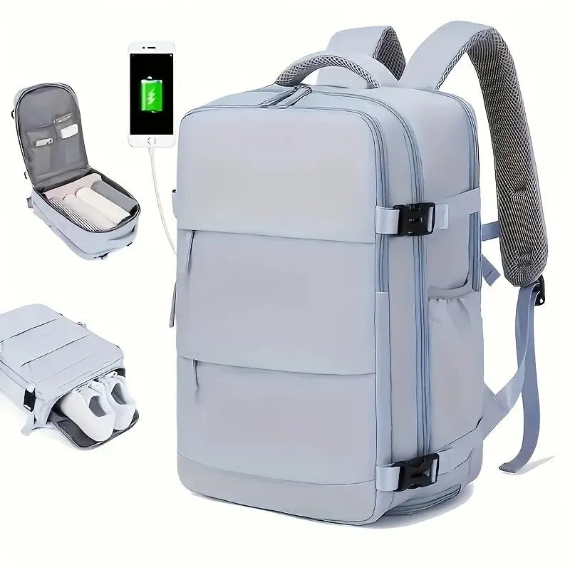 Mochila multifuncional com grande capacidade de armazenamento.