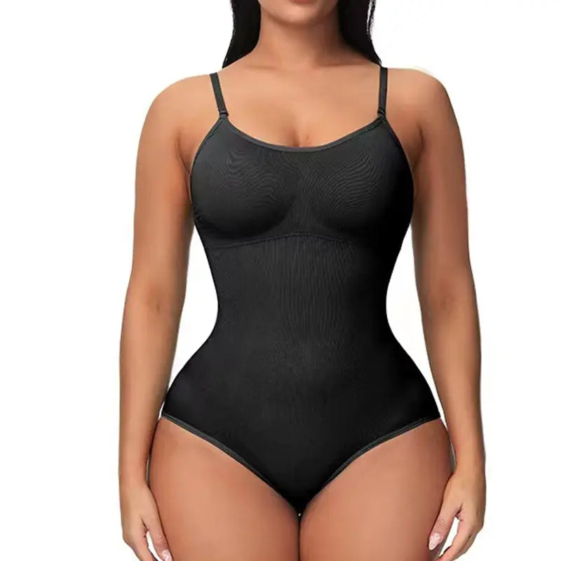 Bodysuit com alças finas e decote em V.